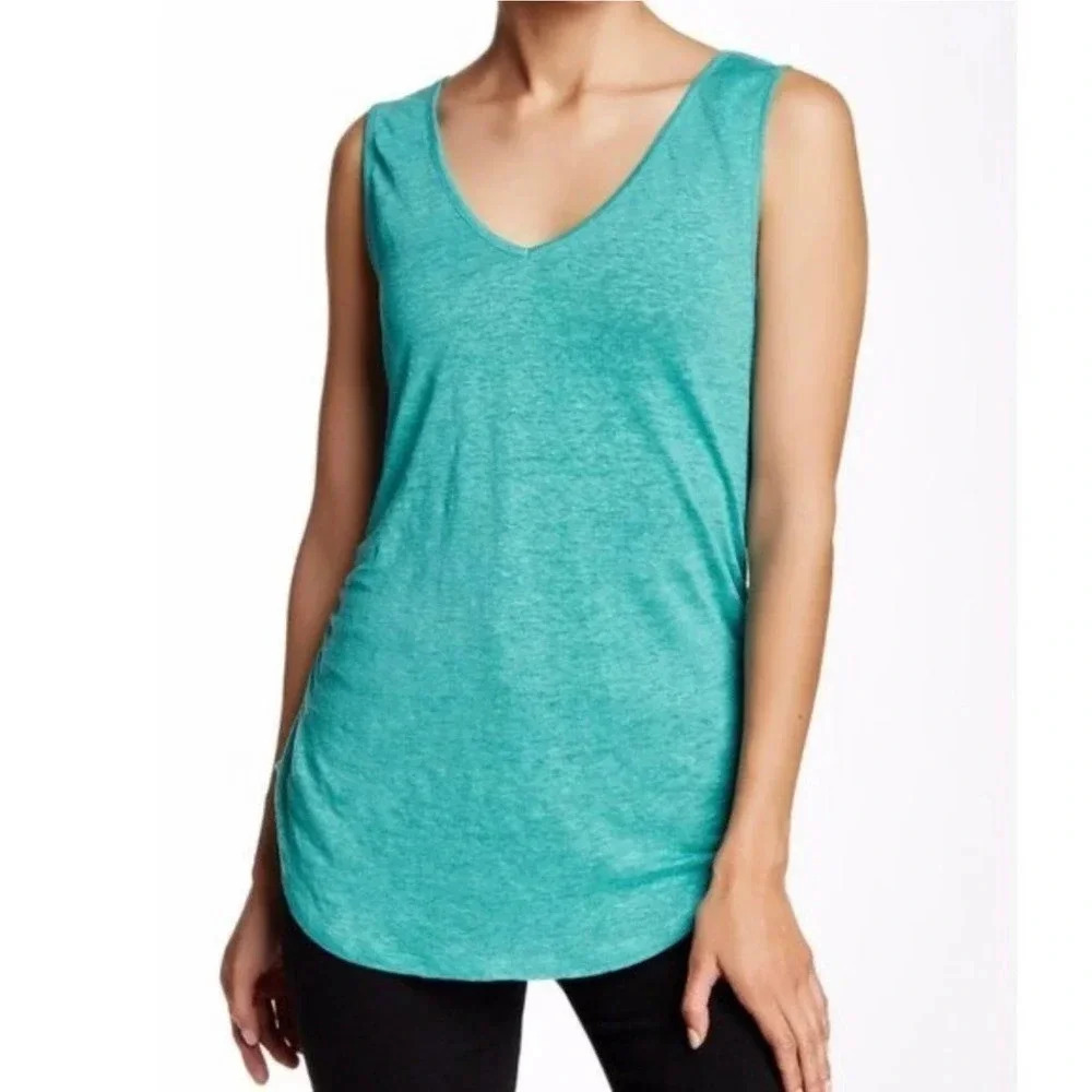 H by Bordeaux Women's Teal Lagoon Linen Tank Top Small NWT v6x